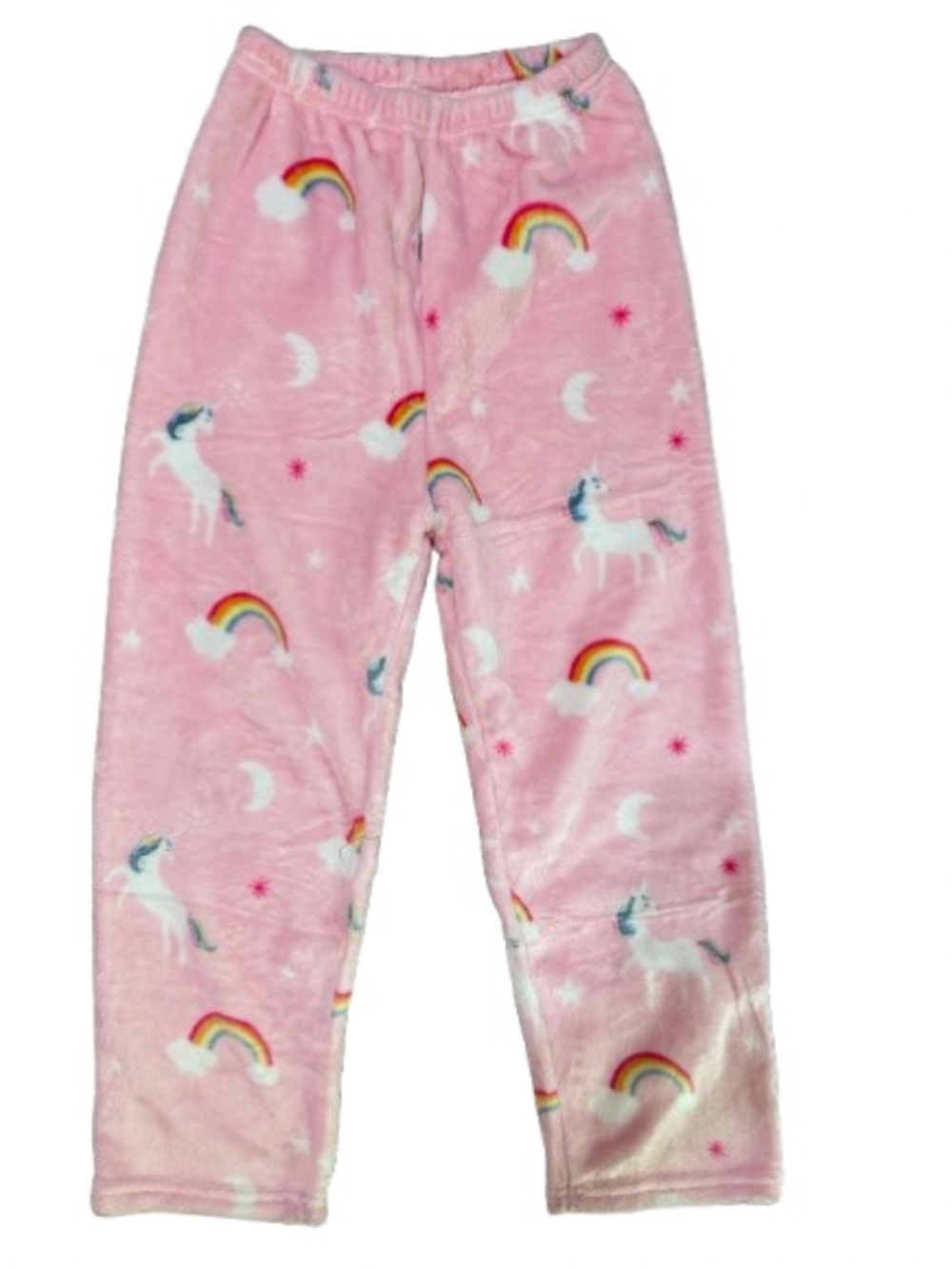 Pink Fleece Unicorn & Rainbow Girls Pajama Pants -like new Size 12-L